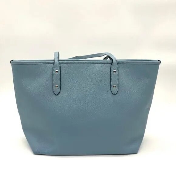COACH Leather City Tote, Baby Blue Cross Grain Leather Tote GUC - Picture 9 of 16
